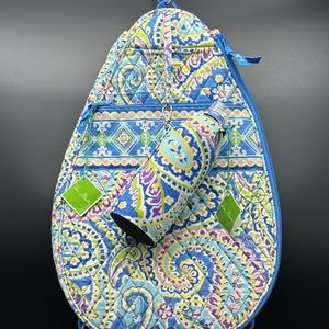 Vera Bradley - NWT - Capri Blue '07 - Sling Tennis Racket Bag + Bottle Holder